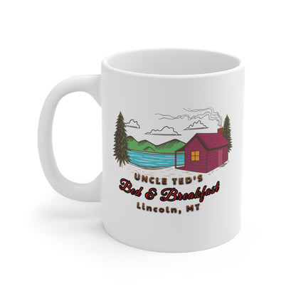 Unabomber Uncle Ted's Bed & Breakfast Coffee Cup 11oz